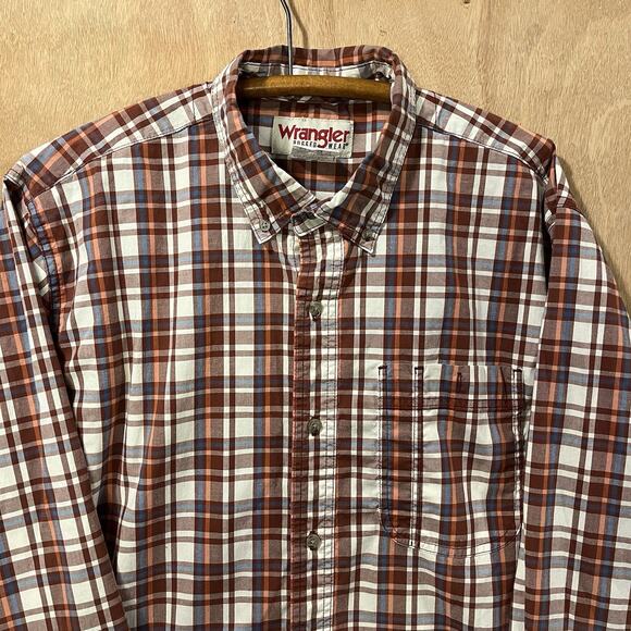 Wrangler Men’s Plaid Size XL Rustic Colors Button Down Cotton - Picture 3 of 7